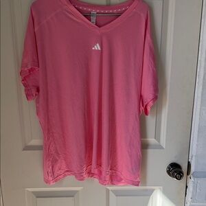 adidas Hot Pink V-Neck Performance Tee